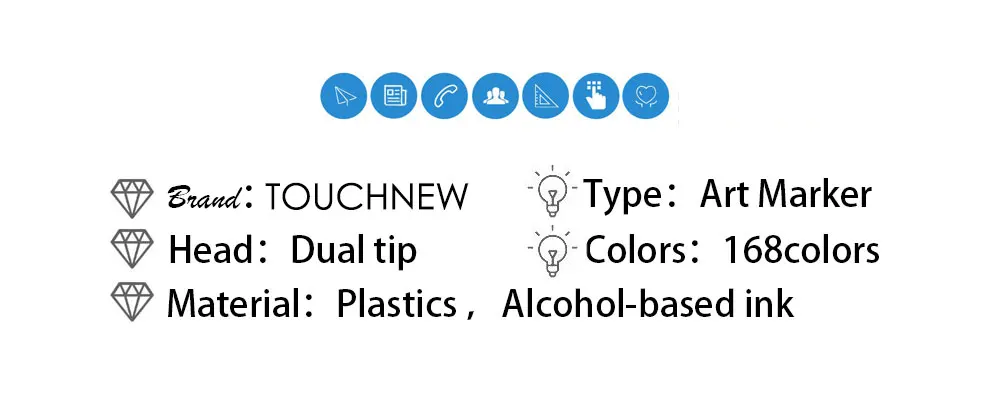 TOUCHNEW, мягкая кисть, маркер, двойная головка, на спиртовой основе, эскиз, маркер для анимации, манга, профессиональный рисунок, дизайнерские принадлежности