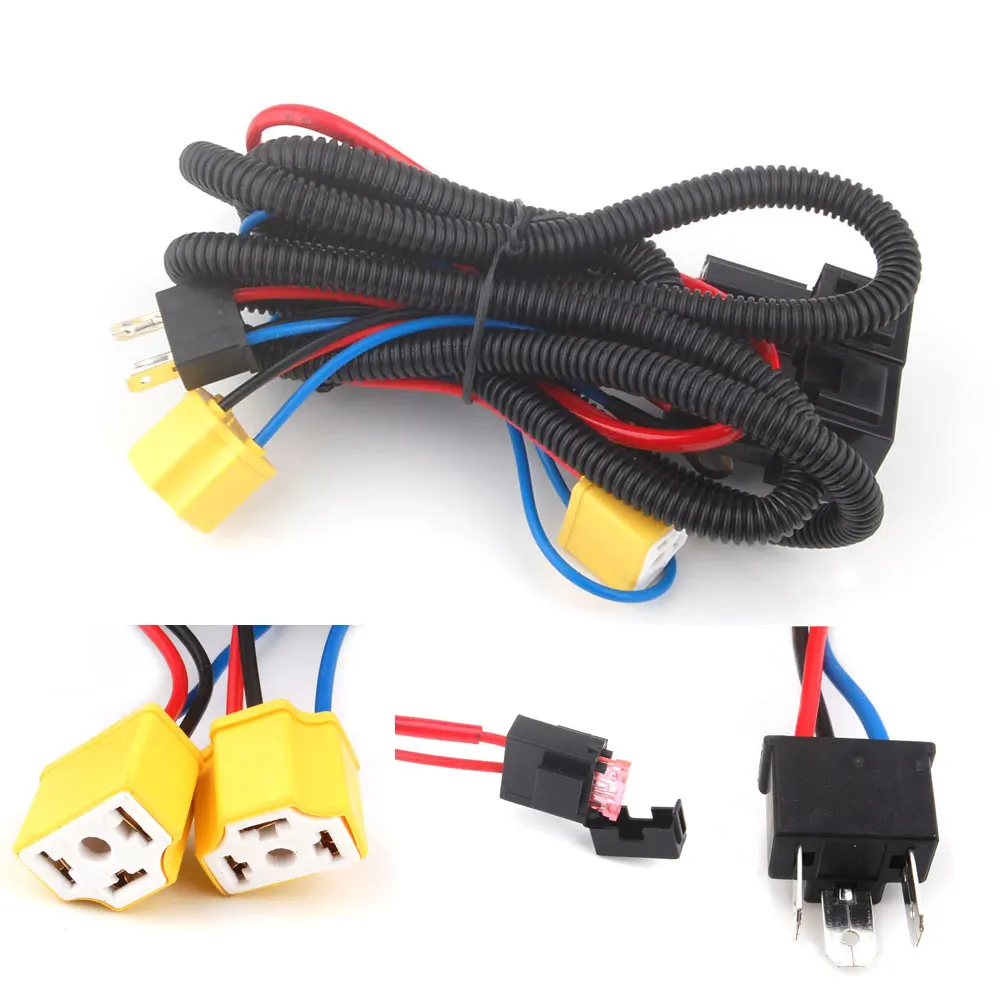 

H4 Headlight Fix Dim Light Relay Wiring Harness System 2 Headlamp Light Bulb