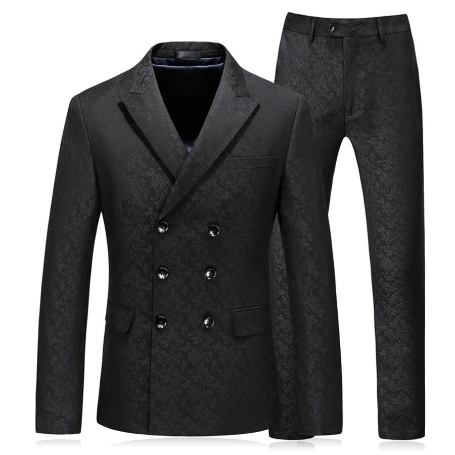 New Arrival Spring Camouflage Wedding Suits Men Business Formal Wear High Quality Black Double Breasted Suits Men Size S-5XL Jac