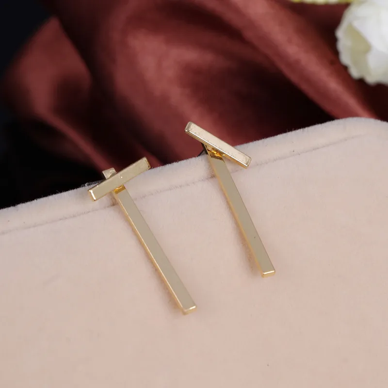 Минималистичная мода простой: золото серебро цвет серьги гвоздики ювелирные