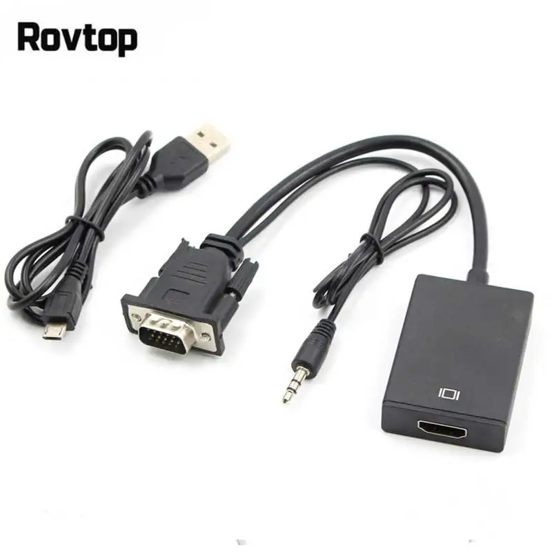 VGA мужчины к совместимому с HDMI Женский адаптер конвертер кабель аудио Выход 1080P