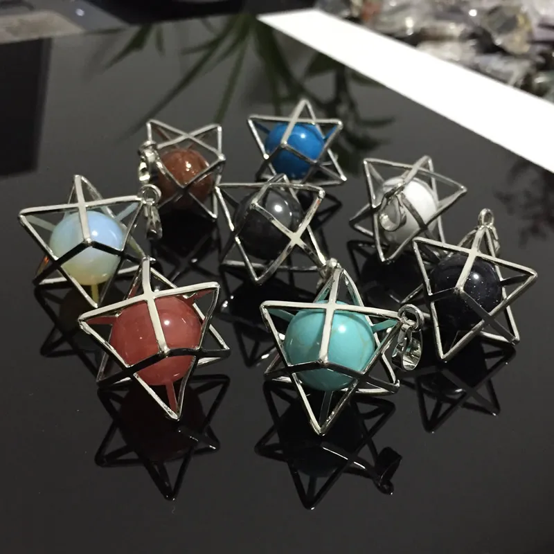 Ретро Подвески Merkaba Religion натуральный камень Reiki исцеляющий кулон полые звезды