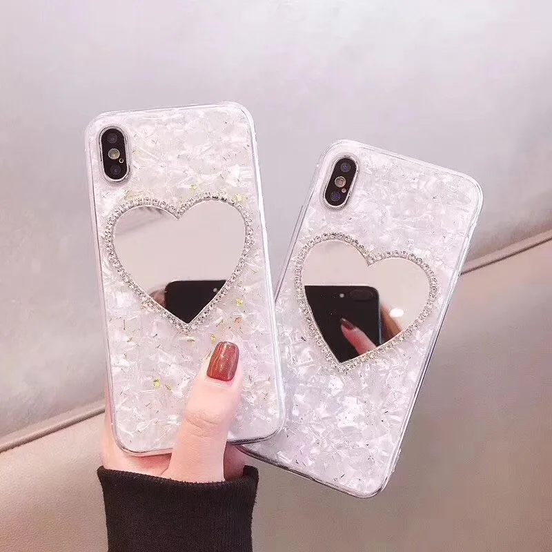 Fashion Mirror Case Conch Shell For iPhone X XS XR MAX White Pearl Soft TPU Phone Coque for Iphone 7 8 6 6S Plus Funda |