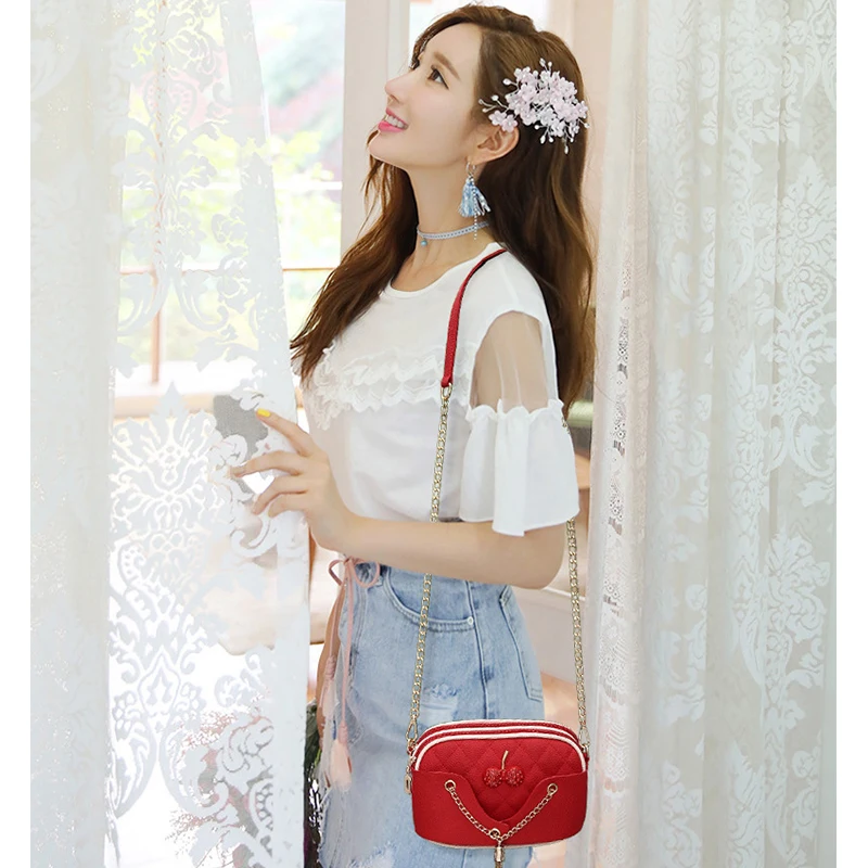 KXYBZ Для женщин сумка моды кисточкой Crossbody для клапаном небольшая вишня