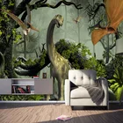 Пользовательская настенная ткань фото обои 3D Динозавр лес пейзаж фрески тема детской спальни отеля фон настенное покрытие 3 D Декор