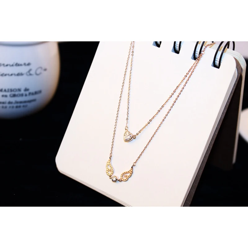 

2018 Angel Wing Charm Pendants Necklaces For Women Jewelry Rose Gold Chain Choker Pendants Bridesmaid Gifts