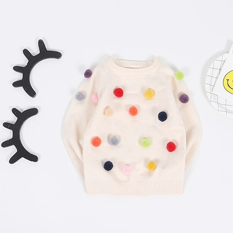 2020 Autumn Knitting Sweater Baby Toddler Girls Boys Fashion Winter Kids Pompom Soft Cashmere Sweaters Girl Clothes | Детская одежда и