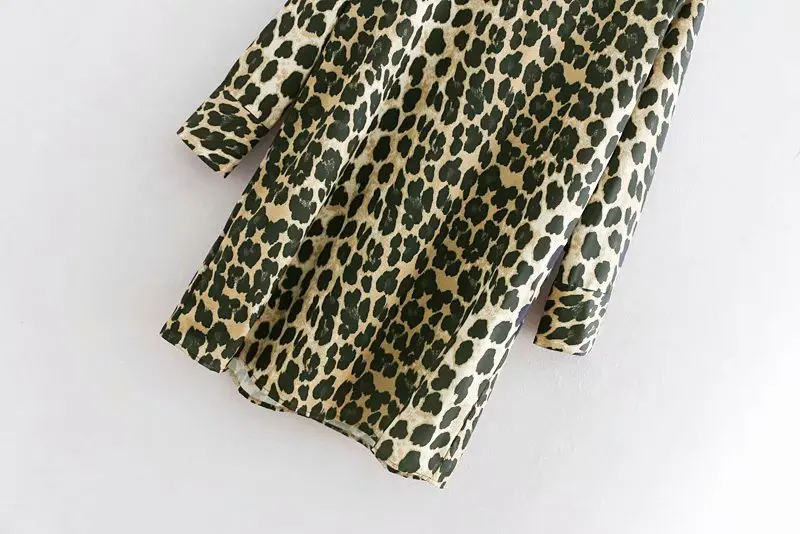 Женское модное платье с v образным вырезом и леопардовым принтом мини в стиле