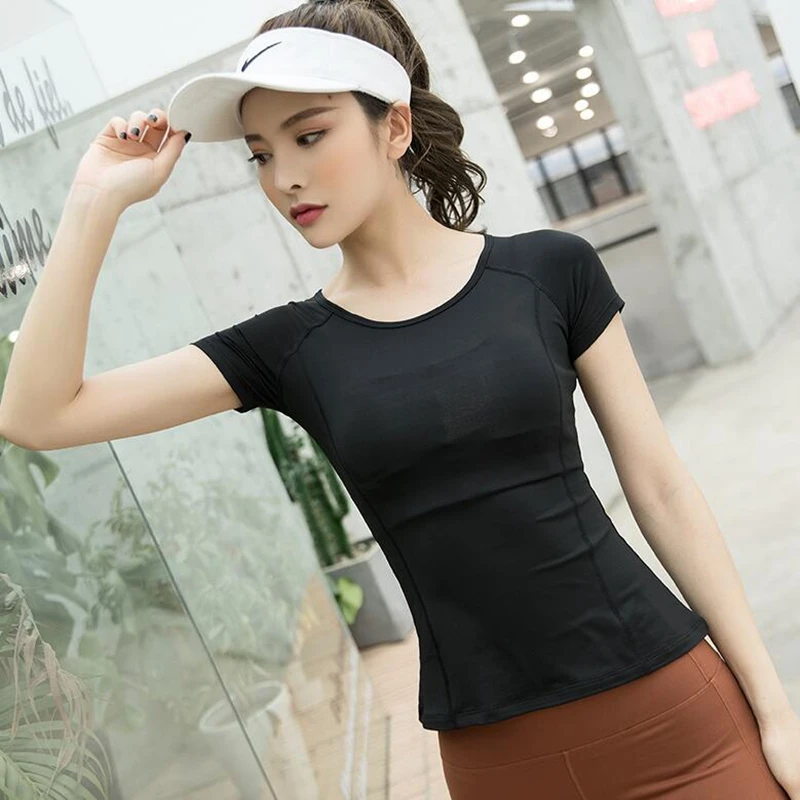 women sportwear tops running yoga T shirt mesh quicklt dry fitness shirt|Беговые футболки| |