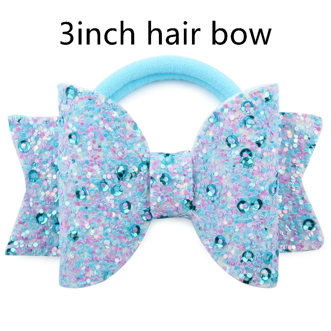 3inch sequin bow-3 1 PC Child Hair Bow Tie Elastic Hair Band Glitter Hairbow Rope Rainbow Sequin Sparkly 3 Inch Bows Mermaid Girls Sweet Headwear - Цвет: 3inch sequin bow-3