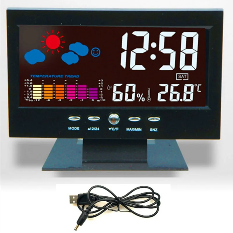 Digital Temperature Hygrometer Clock Thermometer Hygrometer Calendar Temperature Alarm Trend Level Comfortable Weather Station