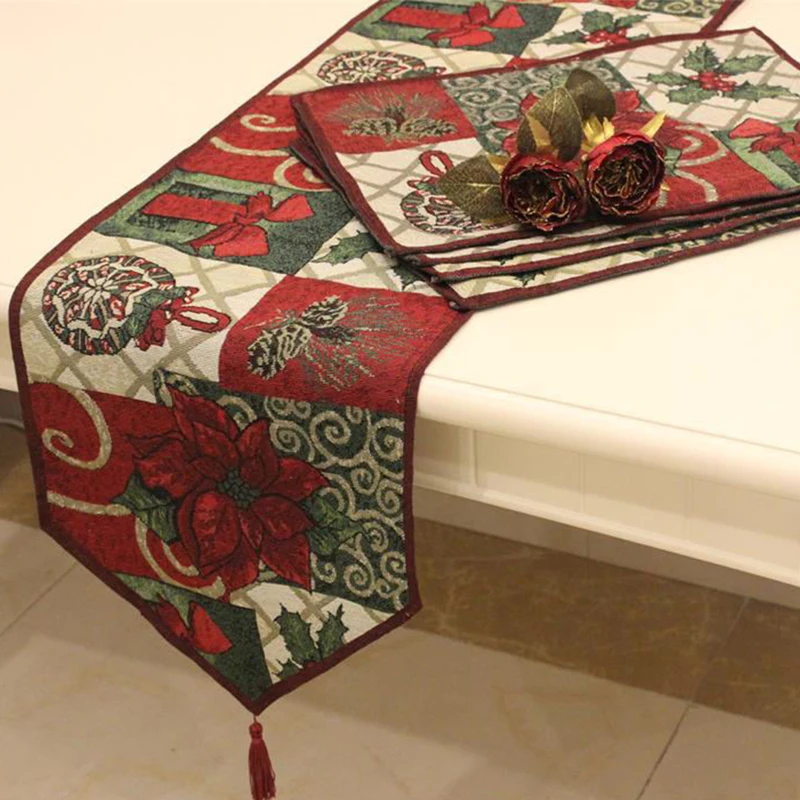 Рождественская скатерть HELLOYOUNG моющаяся из хлопка и льна для настольного тенниса