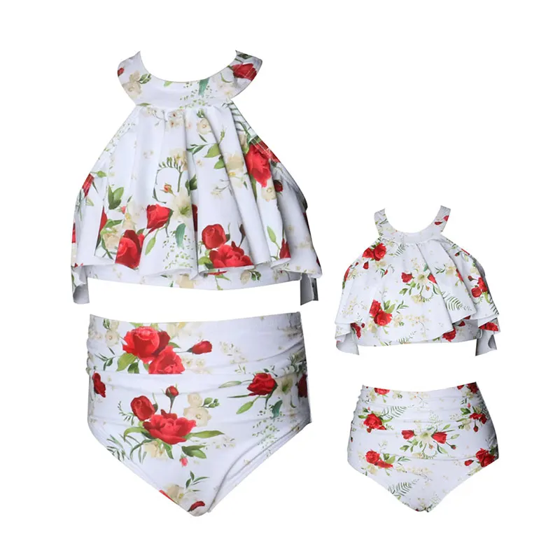 Купальный костюм для мамы и дочки купальный ребенка пляжная одежда всей семьи