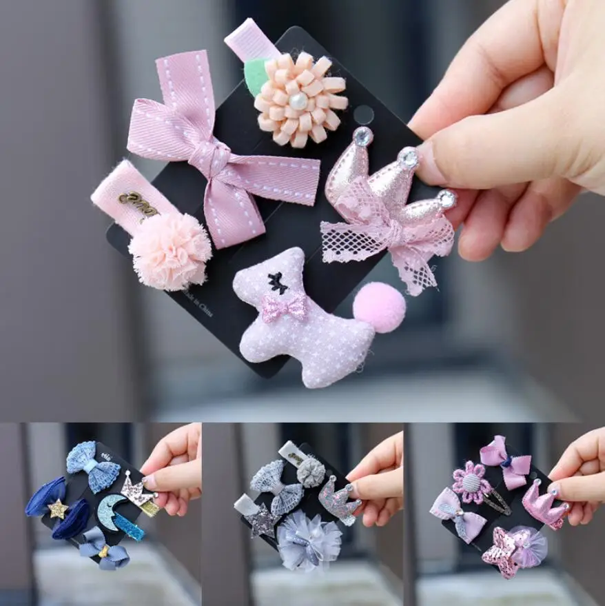 5/6pcs/set various anima flowr love Hair clips for girls hair bows Hairpin Headdress 22 colors Children hiar Accessories | Аксессуары