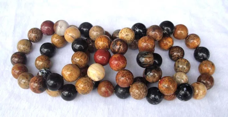 Натуральный кокосовый корень яшмы круглый 16 мм бисер стрейч браслет женские