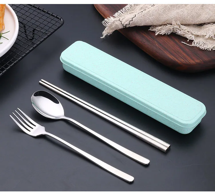 3pcs/set 304 Stainless Steel Flatware Set Spoon Fork Chopstick Dinner Tableware Kitchen Accessories Western Fork Set PN 007
