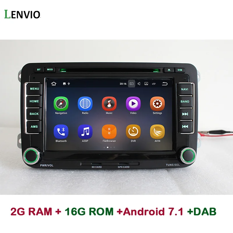Автомобильный DVD-плеер Lenvio 2 Гб ОЗУ Din Универсальный Android 7 1 GPS для Volkswagen VW GOLF 5 6 PASSAT CC