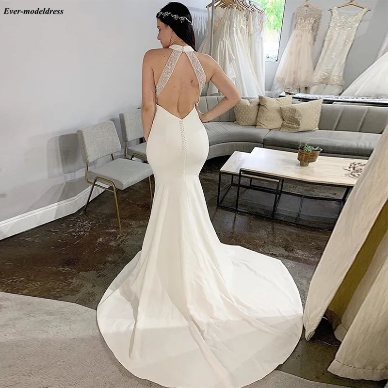 Шикарные свадебные платья в стиле бохо с лямкой на шее открытой спиной и