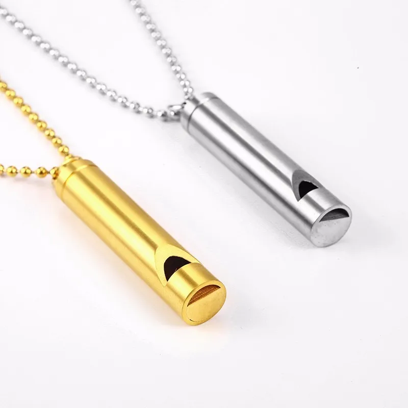 RIR Нержавеющая сталь свисток Gold Шарм Подвеска Цепочки и ожерелья Изысканная
