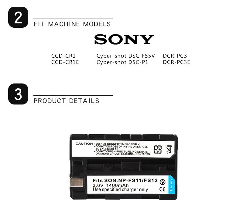 Dinto 1 шт. 1400 мА/ч, NP-FS10, NP-FS11 NPFS11 NP-FS12 замена цифровой Камера Батарея для sony CCD-CR1 DCR-PC3 DSC-P1 F55V