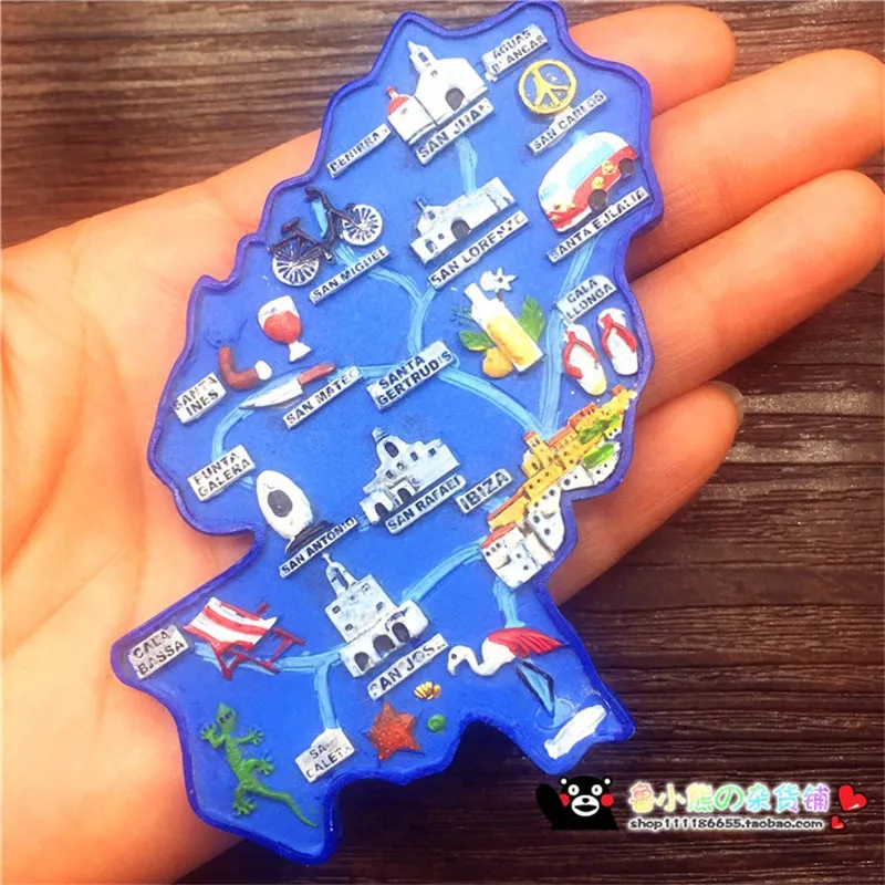 Туристические сувениры BABELEMI карта ибицы испания магниты на холодильник 3D