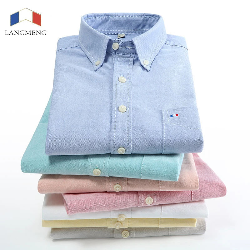 Langmeng Весенняя Мужская рубашка camisa masculina 5XL размера плюс хлопковая брендовая