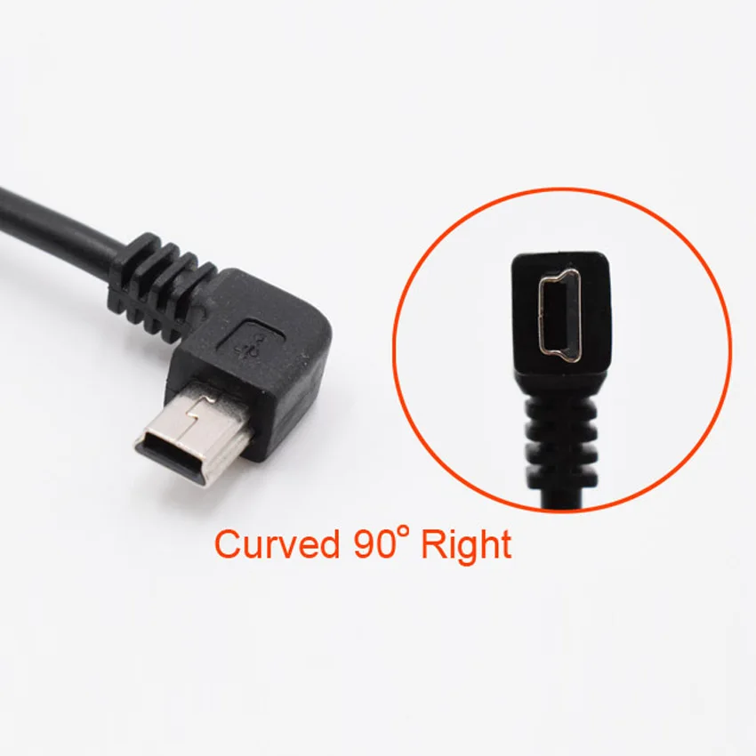 curved Right Автомобильный зарядный изогнутый мини-usb кабель для автомобильного видеорегистратора камера видео рекордер/gps/PAD и т. Д. Длина кабеля 3,5 м(11.48ft) линия передачи данных - Название цвета: curved Right