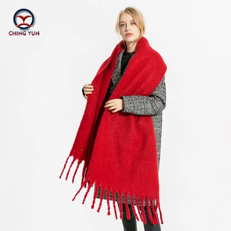 

New fashion Spring winter ZA style long Soft Cashmere Warm Thickening Tassels shawls Scarves solid color women scarf 2018