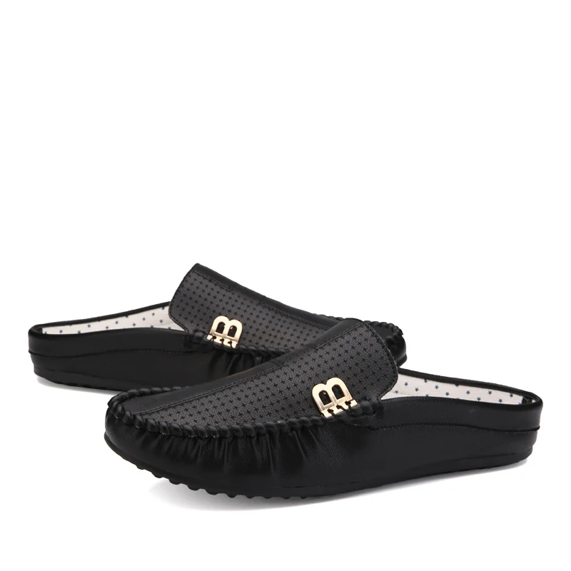 JKPUDUN Designer Summer Hollow Shoes Men High Quality Italian Mens Leather Breathable Casual Half Loafers Luxury Brand | Обувь