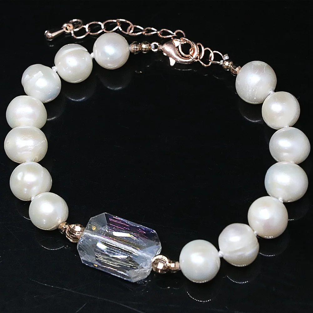 Уникальный дизайн натуральный пресноводный жемчуг 9 10 мм женский браслет