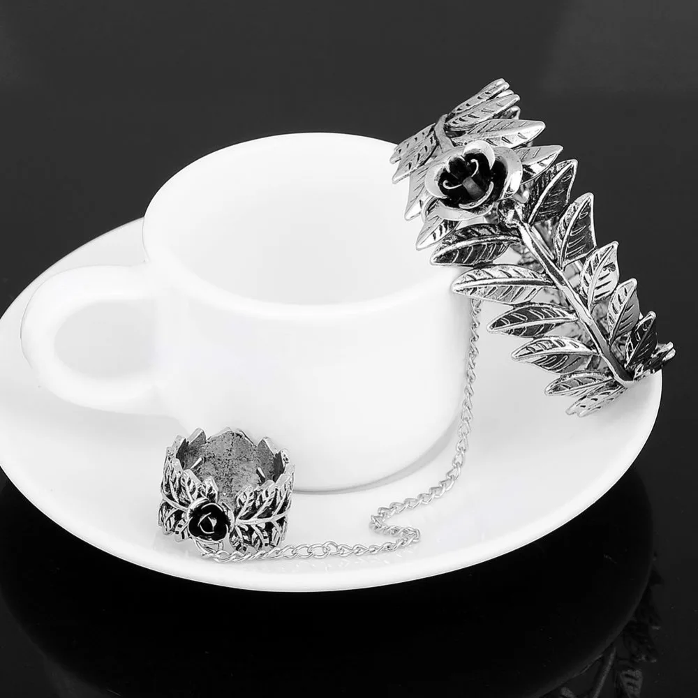 Винтаж леди браслет цепь для невольников палец кольцо ручной Жгут Новый|ring bracelet