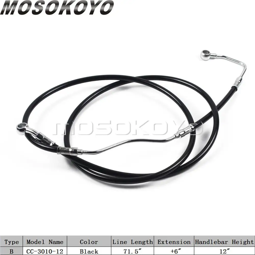Мотоцикл 1"-16" Руль тормозной линии комплект+ "+ 6"+ "+ 10" Проводка Расширения жгут для Harley Touring W/ABS 2009-2013 - Цвет: 12 in black