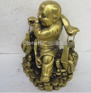 Бесплатная доставка Древняя китайская Бронзовая статуэтка процветающей бизнес