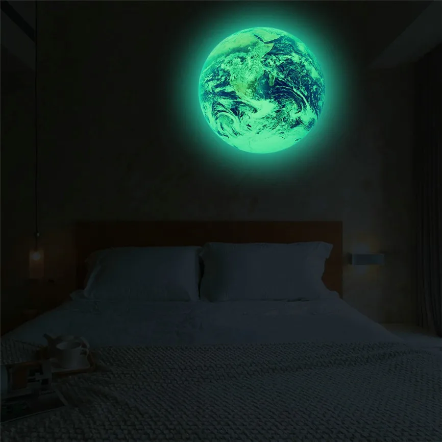 20 см светящаяся Луна 3D наклейки с рисунком земли DIY флуоресцентные настенные
