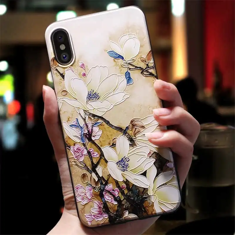 Iboily для iphone 6 7 8 6s чехол X XS XR Plus s max розовые цветы черный телефона|Чехлы-накладки| |