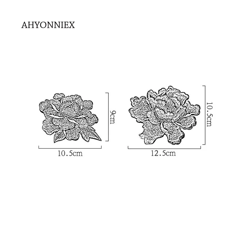 AHYONNIEX 1 шт. цветок пиона вышивка патч для DIY одежды зимнее пальто аппликация ручная