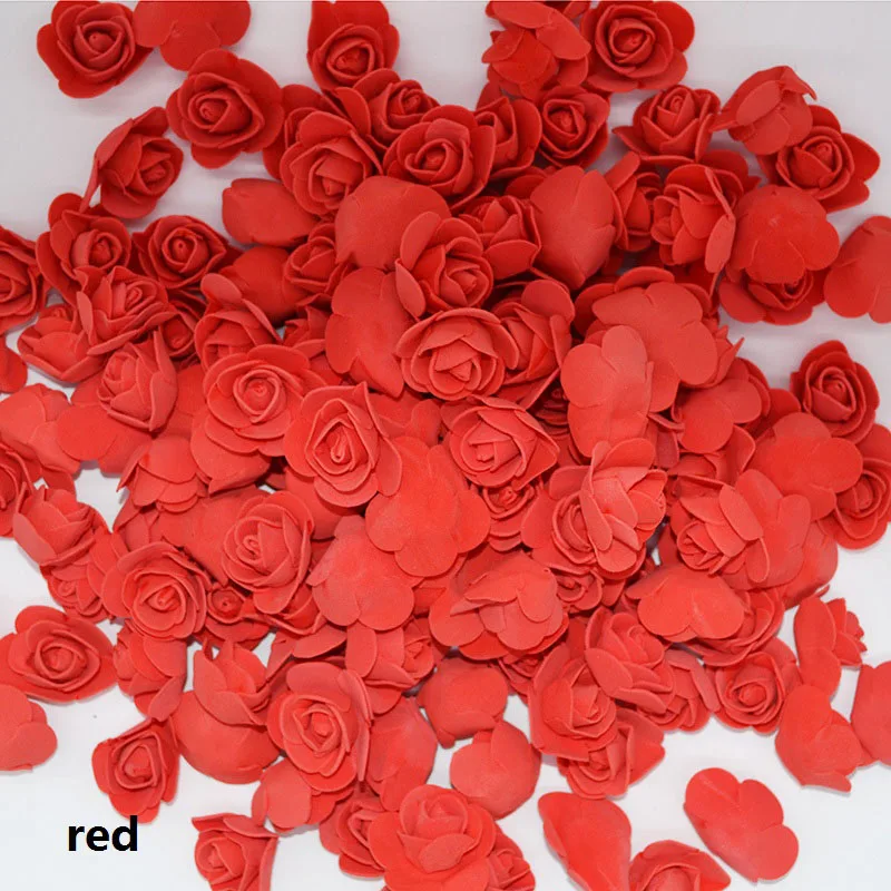 red 50 шт./лот, 3,5 см, Мини Искусственные из ПЭ пены, голова цветка розы для свадебного украшения, сделай сам, скрапбукинг, гирлянда, Подарочная коробка, цветы - Цвет: red