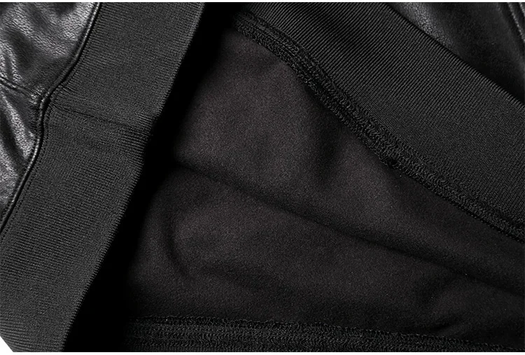 Мужская толстовка F0014 черная эластичная кожаная с капюшоном на осень и зиму|black