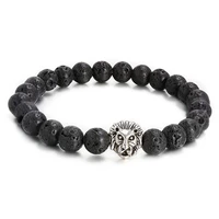 lion charms diffuser bracelets black lava beads natural stone bracelet for women men jewelry christmas