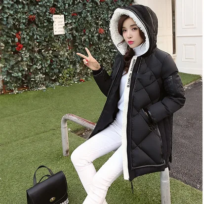Loose fit thickening warm long winter down coat women fake fur hooded white duck jacket 2017 autumn g9820 | Женская одежда