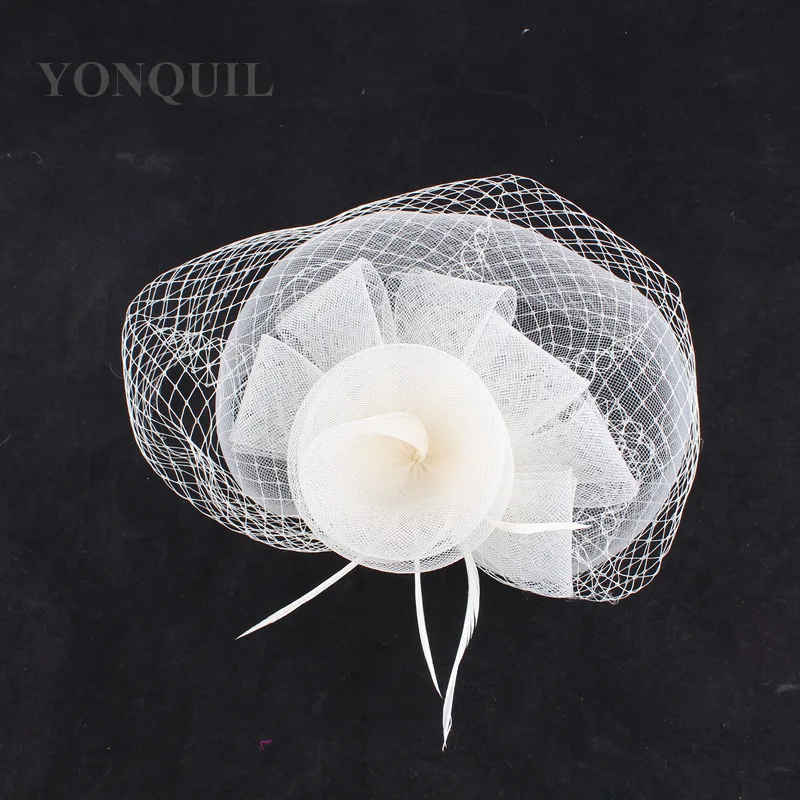 

Fancy Color Crinoline Fascinator Headwear Beauty Bridal Veils Feather Party Show Hair Accessories Millinery Cocktail Hats MYQ045