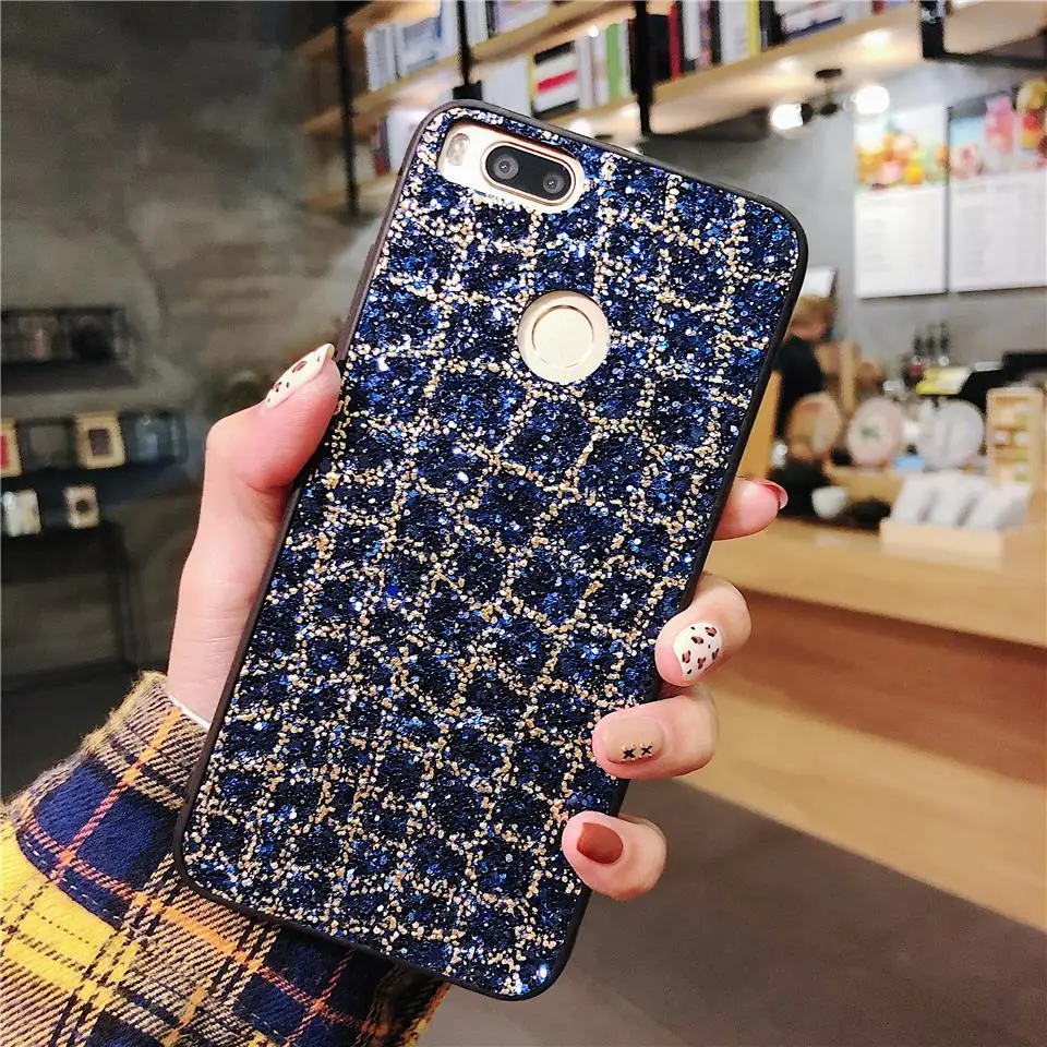 Luxury Woman Bling Glitter Phone Cases For XiaoMi A1 A2 5X 6X 8 SE 9 RedMi S2 6 Pro Note 4X 5 Plus Cover Diamond Grid Back Case |