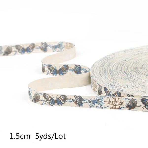 Style 13 15mm 5 ярдов/партия 10 мм/15 мм/20 мм/25 мм/30 мм мульти вариант "Hand made" дизайн печатных хлопчатобумажных лент для DIY шитья и упаковки аксессуаров - Цвет: Style 13 15mm