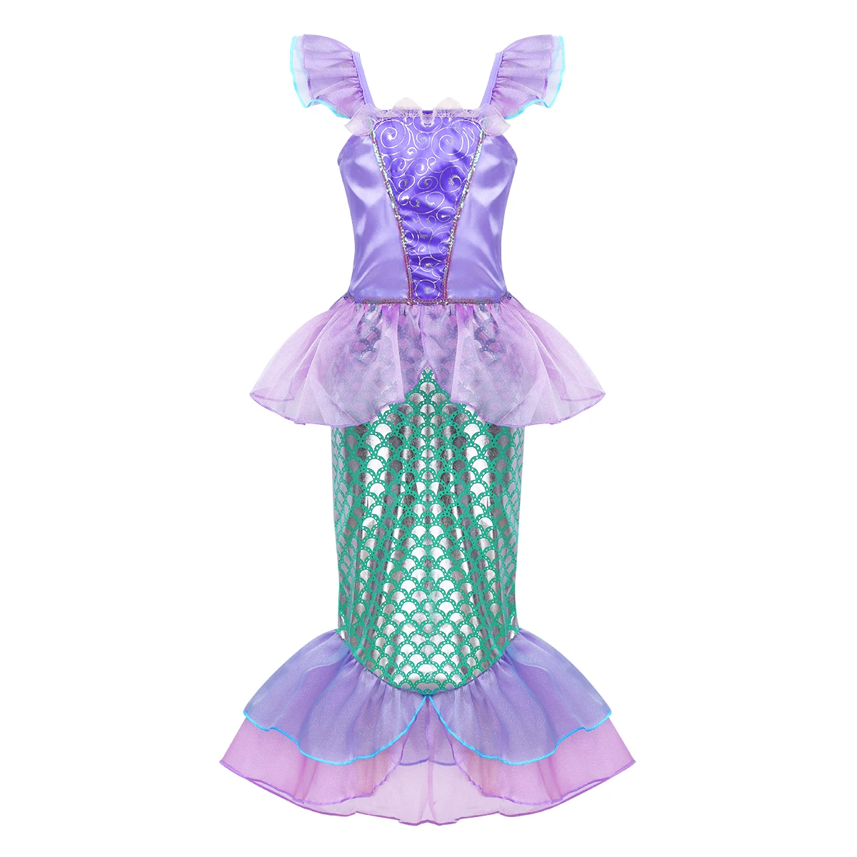 Lavender Green Костюм принцессы Ариэль с русалочкой; нарядные вечерние платья для девочек; вечерние костюмы с блестками и хвостом русалки - Цвет: Lavender Green