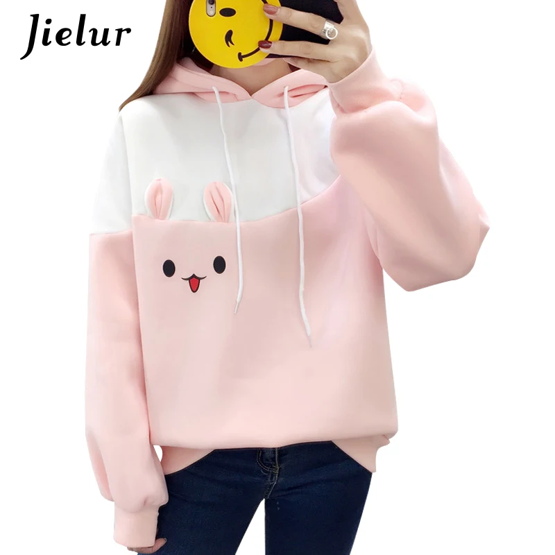 Хипстерская Толстовка Jielur с изображением кавайного кролика и мультфильма Kpop
