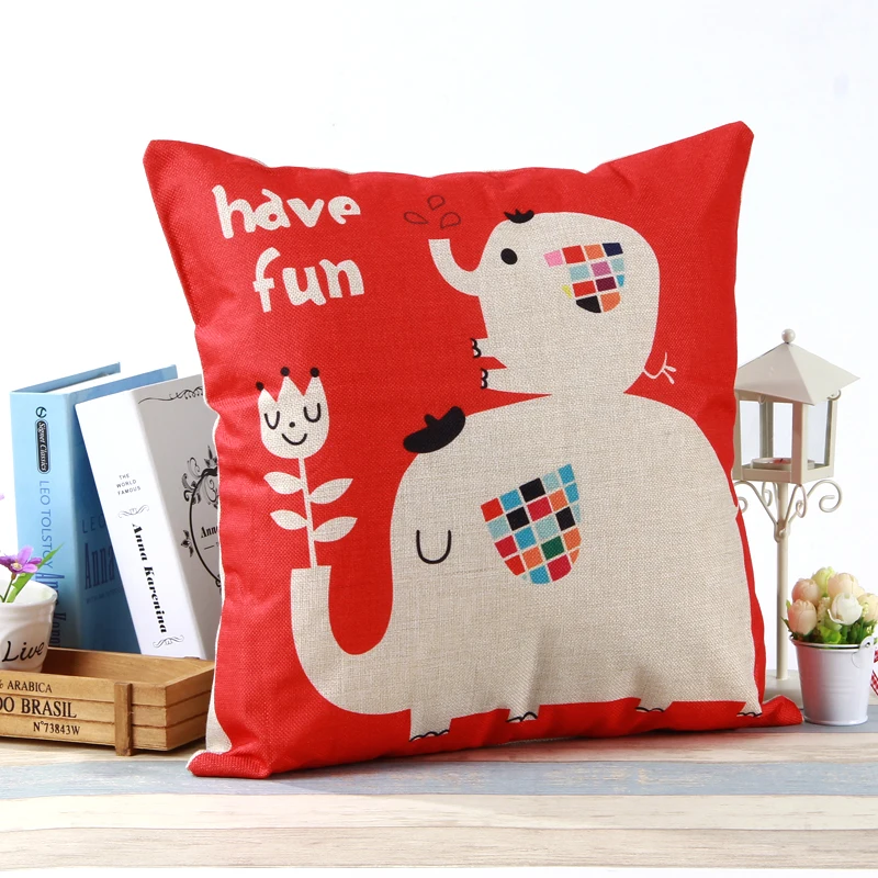 Слон Серии Хлопок Белье Мультфильм Чехлы Бросьте Наволочку Home Decor Xmas | Дом и сад