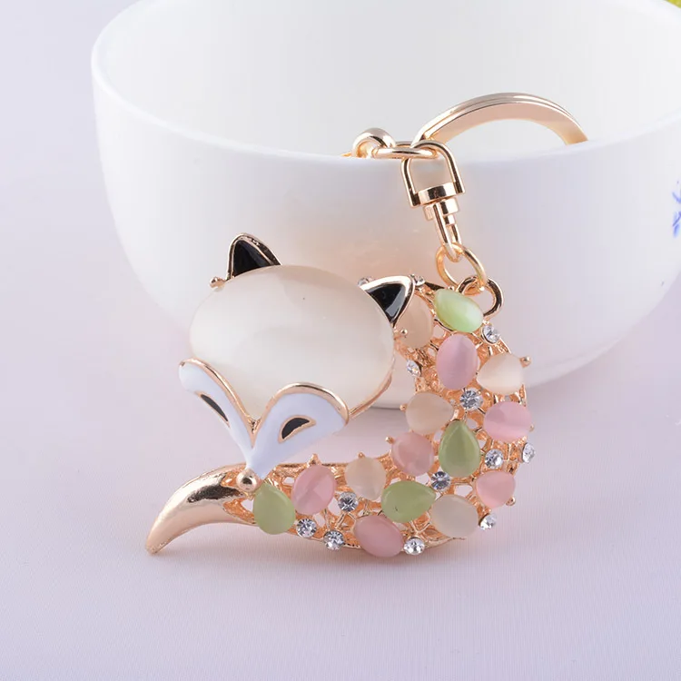 Женская модная цепочка для ключей с кристаллами лисы женская сумка со стразами