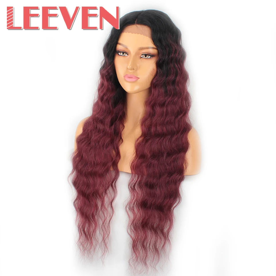 Leeven 30inch Loose Wave Synthetic Lace Front Wig For Woman Wigs Middle Part Lace Front Wig Long Wigs