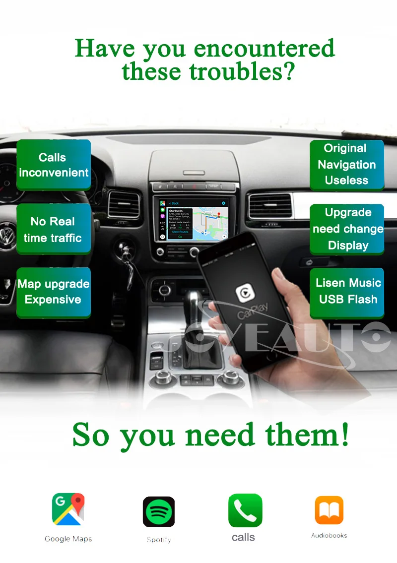 Joyeauto Wi-Fi Беспроводной Apple Carplay для Фольксваген Touareg 2010- 8 дюймов Android ваши зеркала и добавит позитива вашей поездке играть Поддержка спереди/сзади Камера