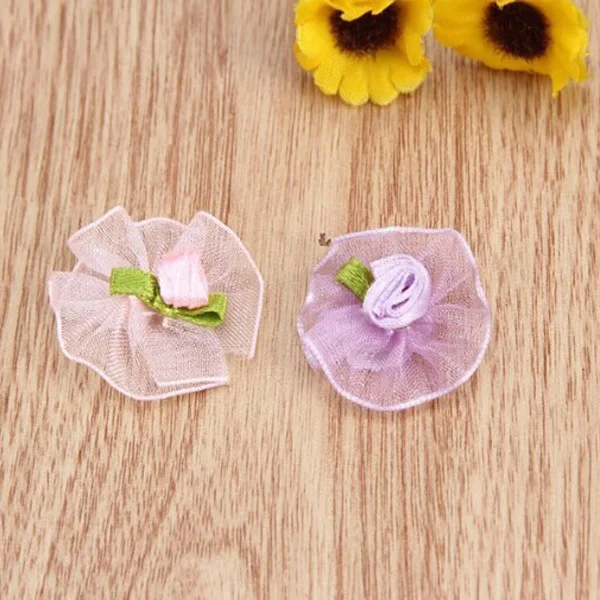 

200Pcs Sewing DIY Craft Hair Hairband Accessory Stain Ribbon Flower Applique